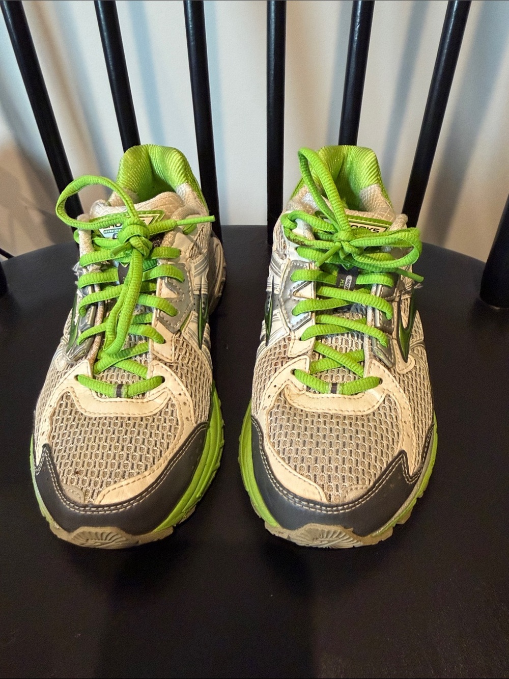 Brooks Women's GTS Adrenaline Neon Green, White, and Gray Running Sneakers - Picture 4 of 12